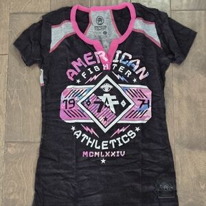 American Fighter Black and Pink Graphic Tee